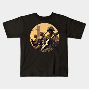 group of black soldiers playing guitar Kids T-Shirt